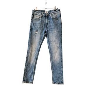 Jack & Jones Jeans Intelligence Mens 30x30 Slim Glenn Light Wash Distressed Zip